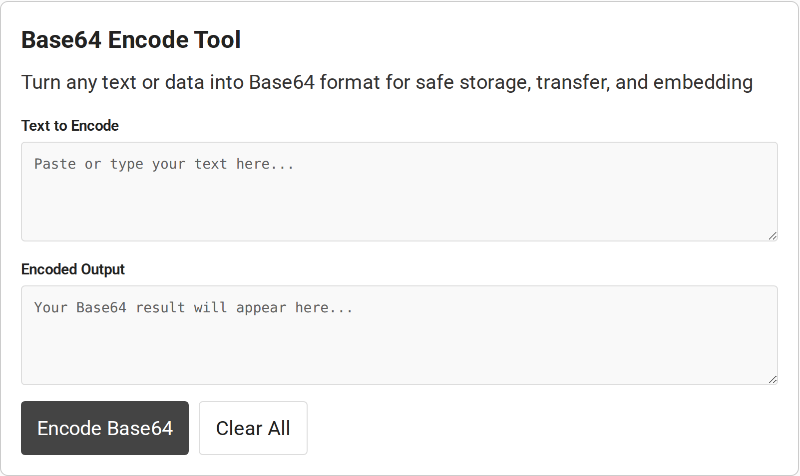 Online Base64 encoder with text input and output fields