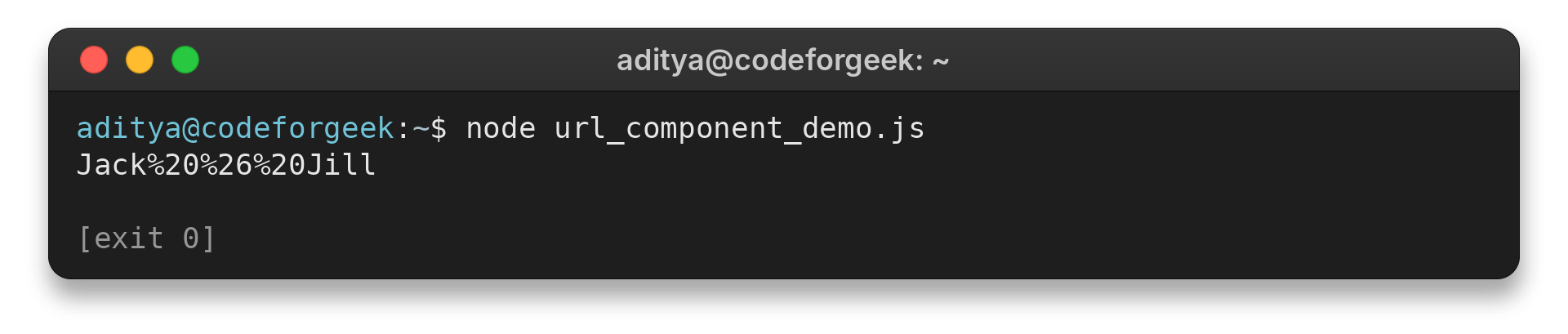Terminal output encoding Jack and Jill as a URL component