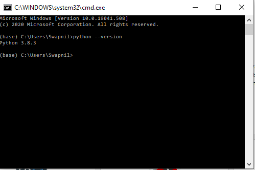 command prompt for python