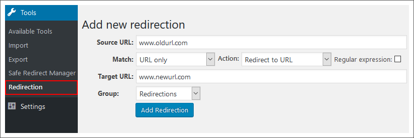 redirection-plugin-wordpress-dashboard